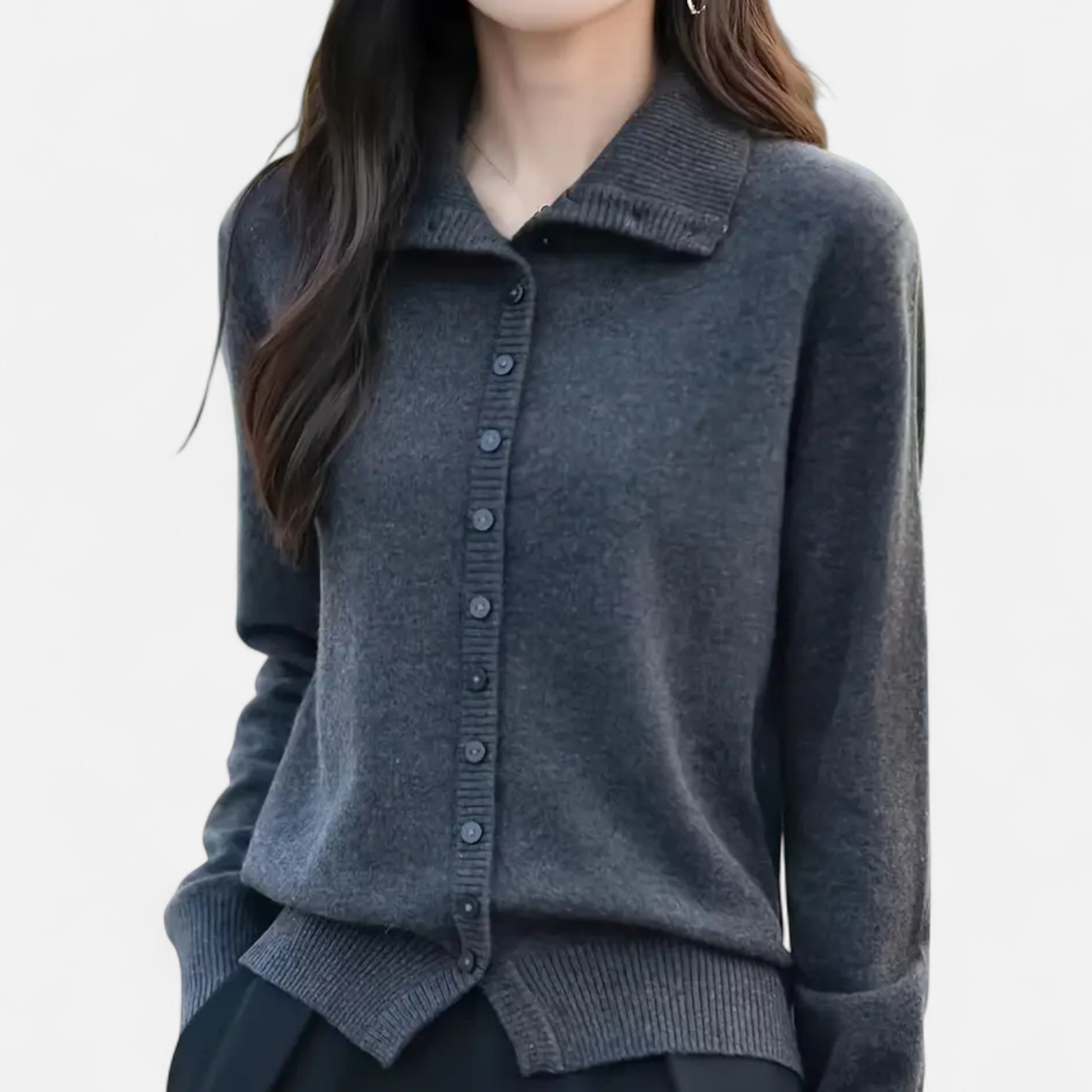 Women’s High-Neck Ribbed Cardigan