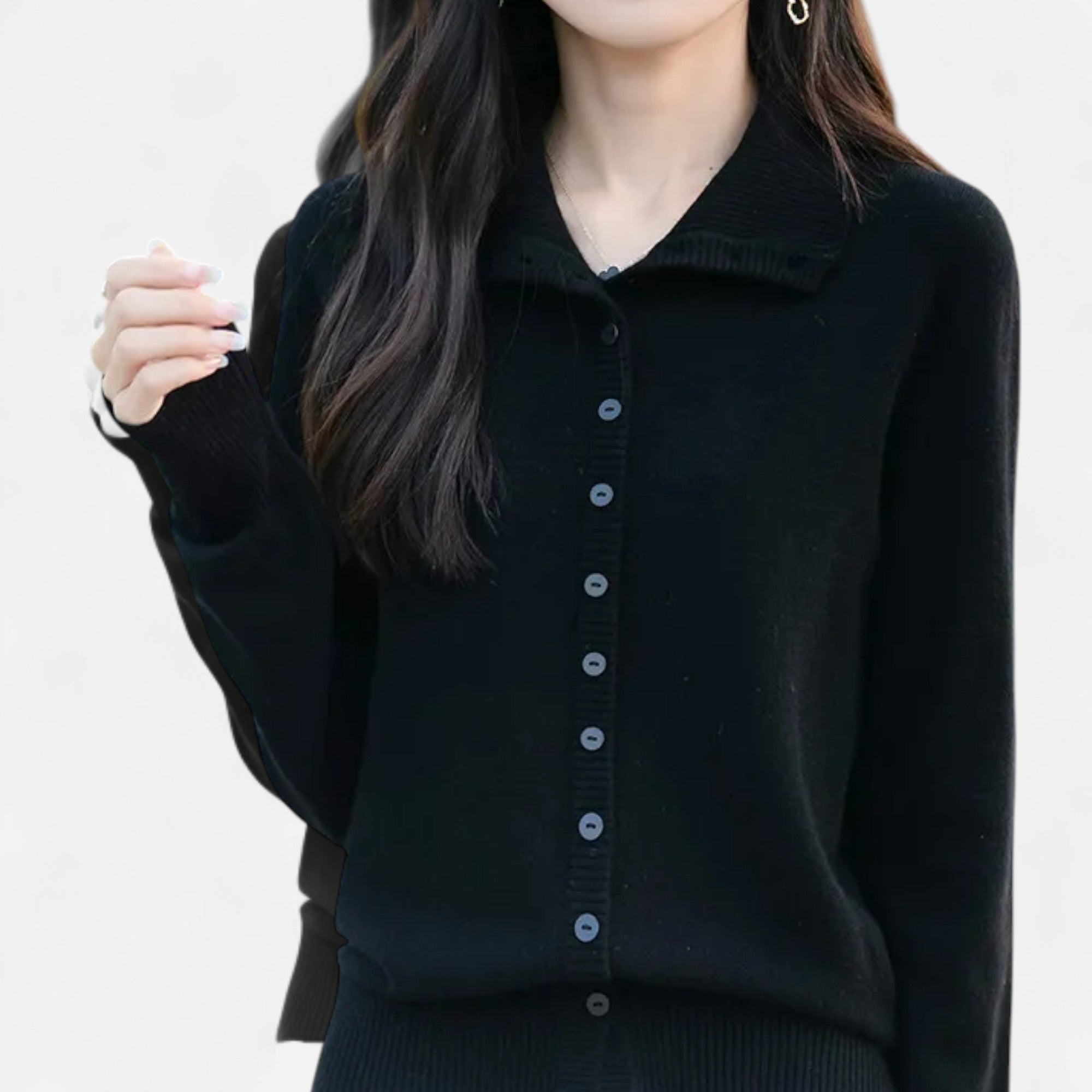 Women’s High-Neck Ribbed Cardigan
