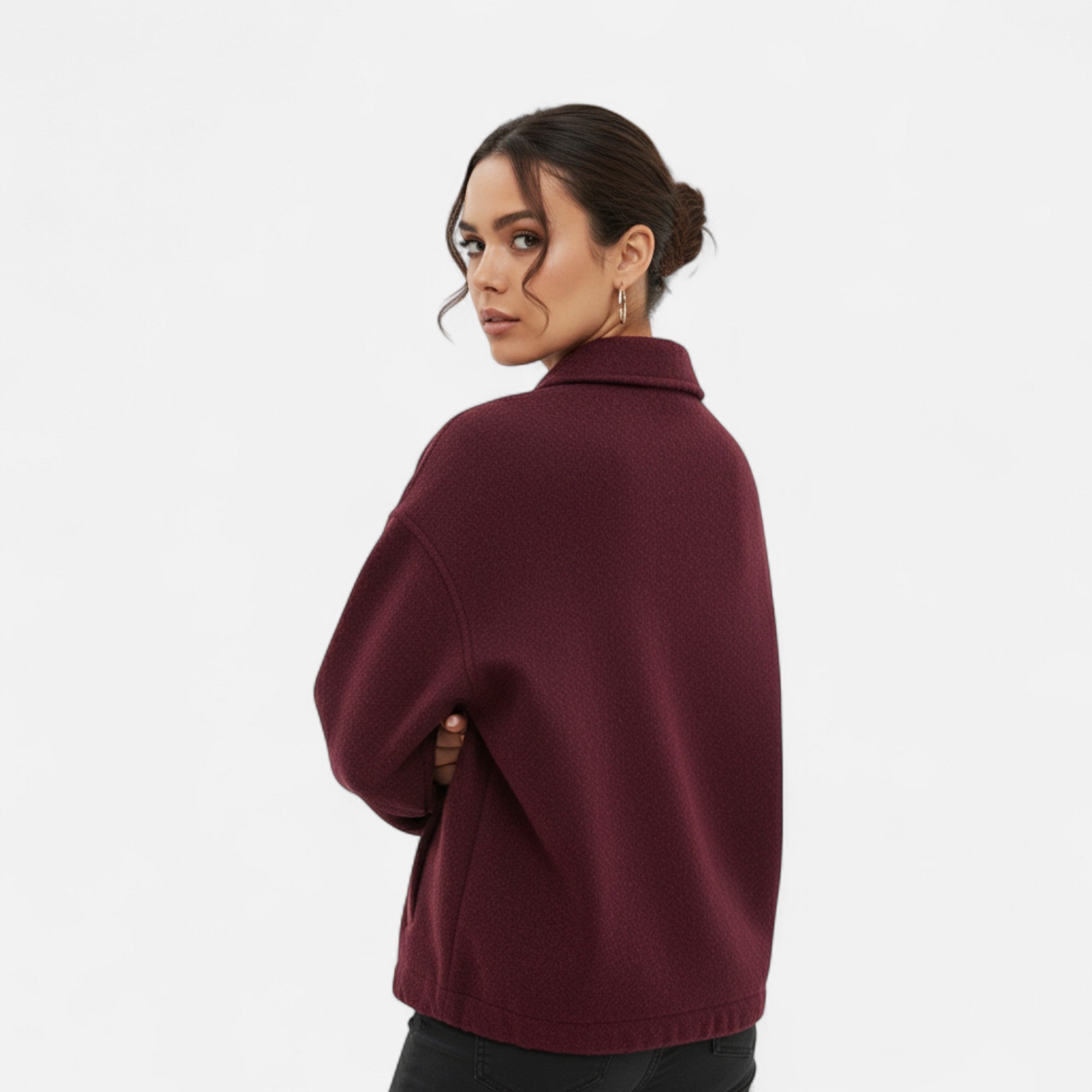 Women’s Woolen Lapel Zipper Jacket