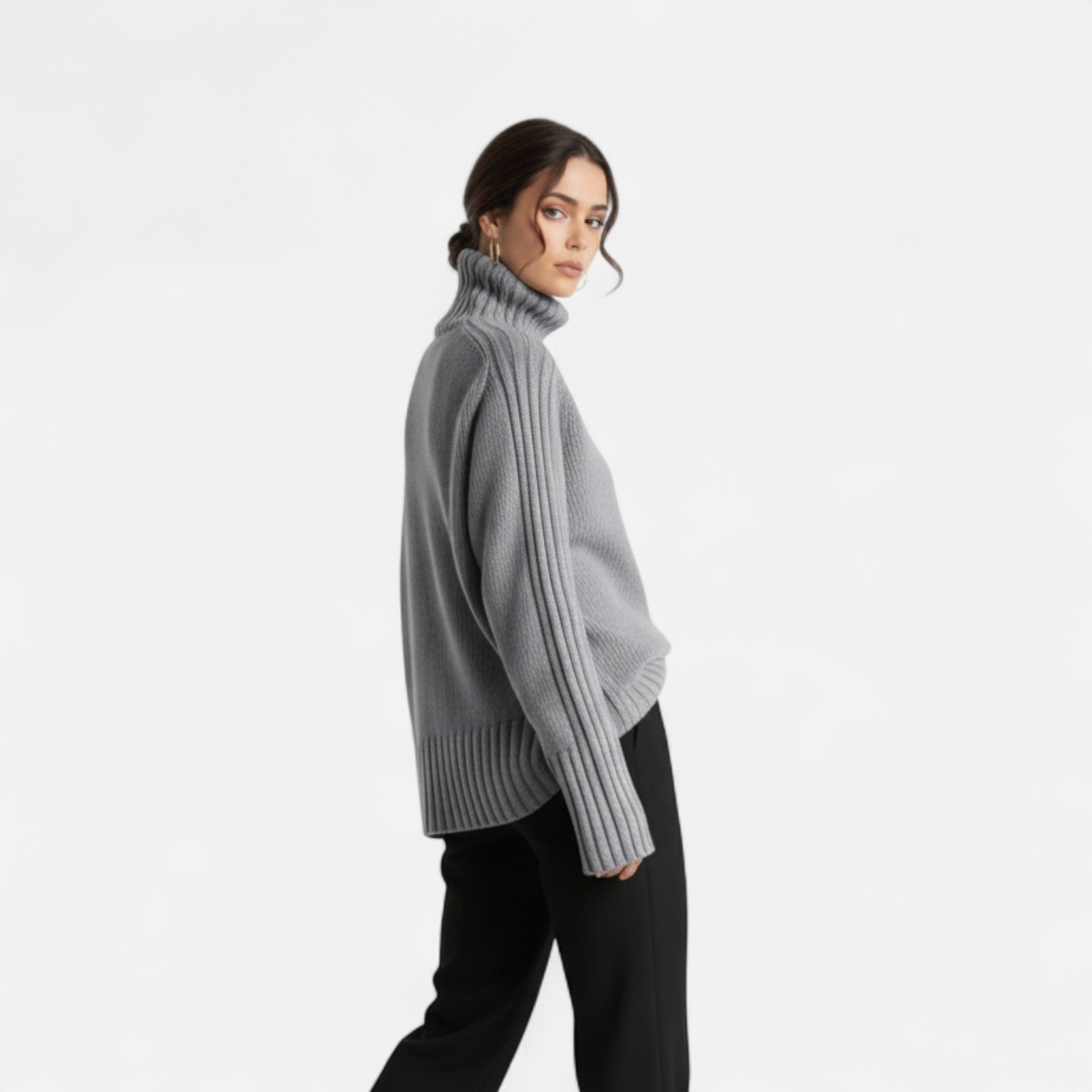 Women’s Knit Turtleneck Sweater Solid Colour Style