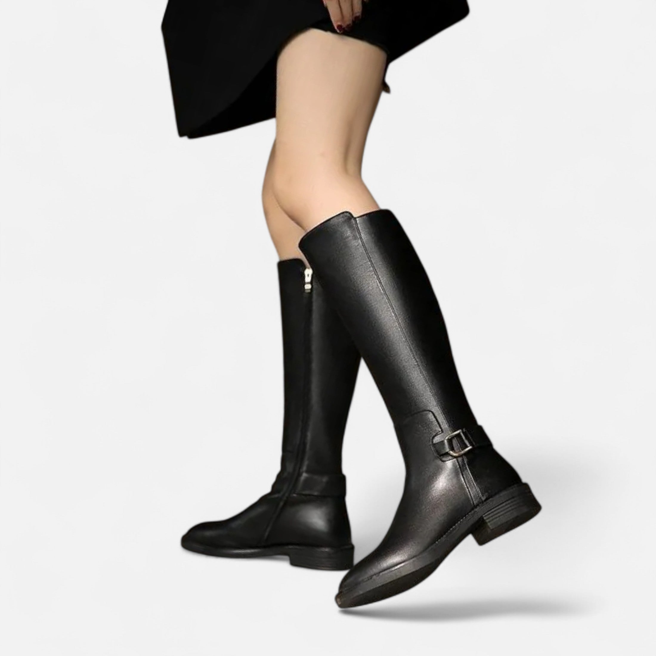 Women’s Knee-High Riding Boots Vintage Buckle Elegance