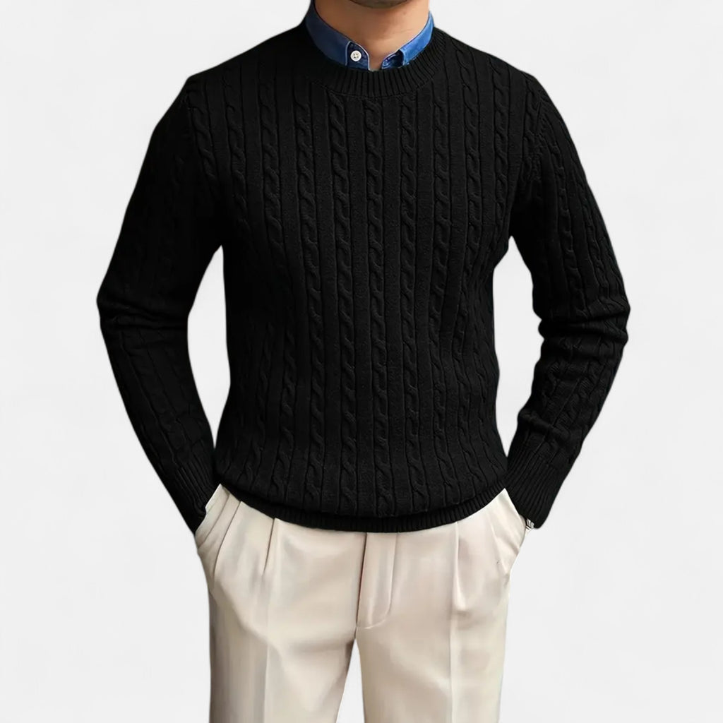 Men’s Round Neck Twisted Knit Pullover