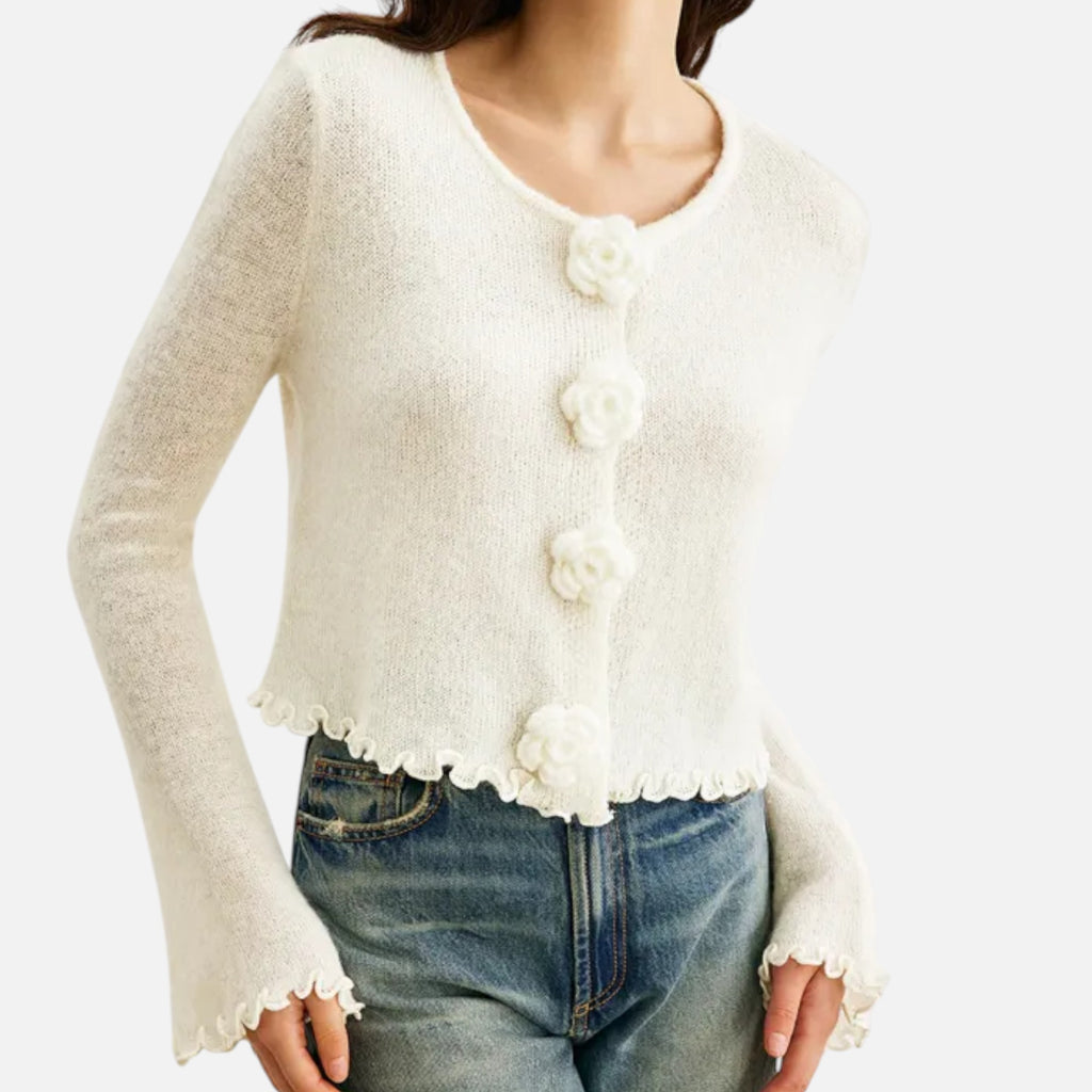 Women's Slim-Fit Floral Knit Pullover