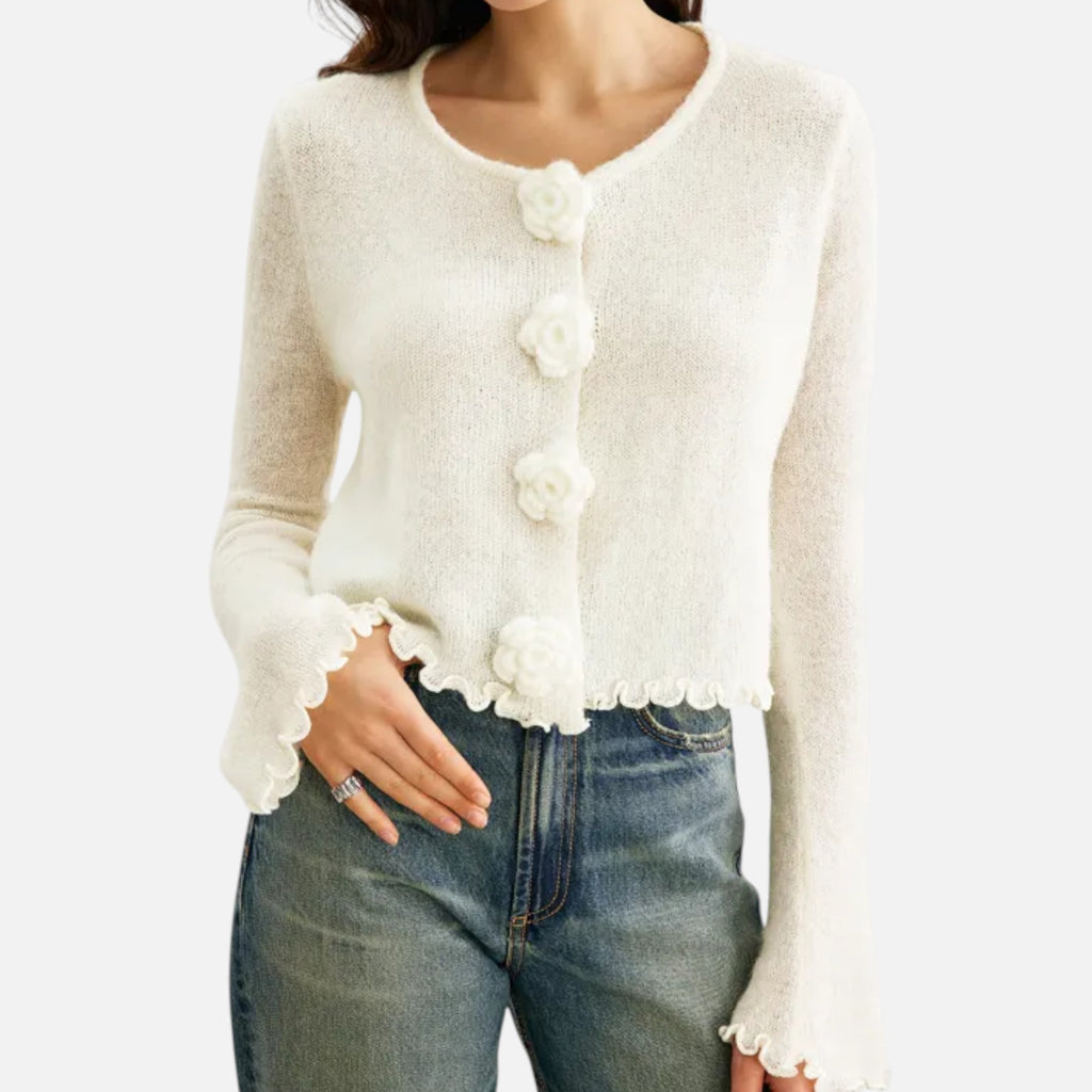 Women's Slim-Fit Floral Knit Pullover