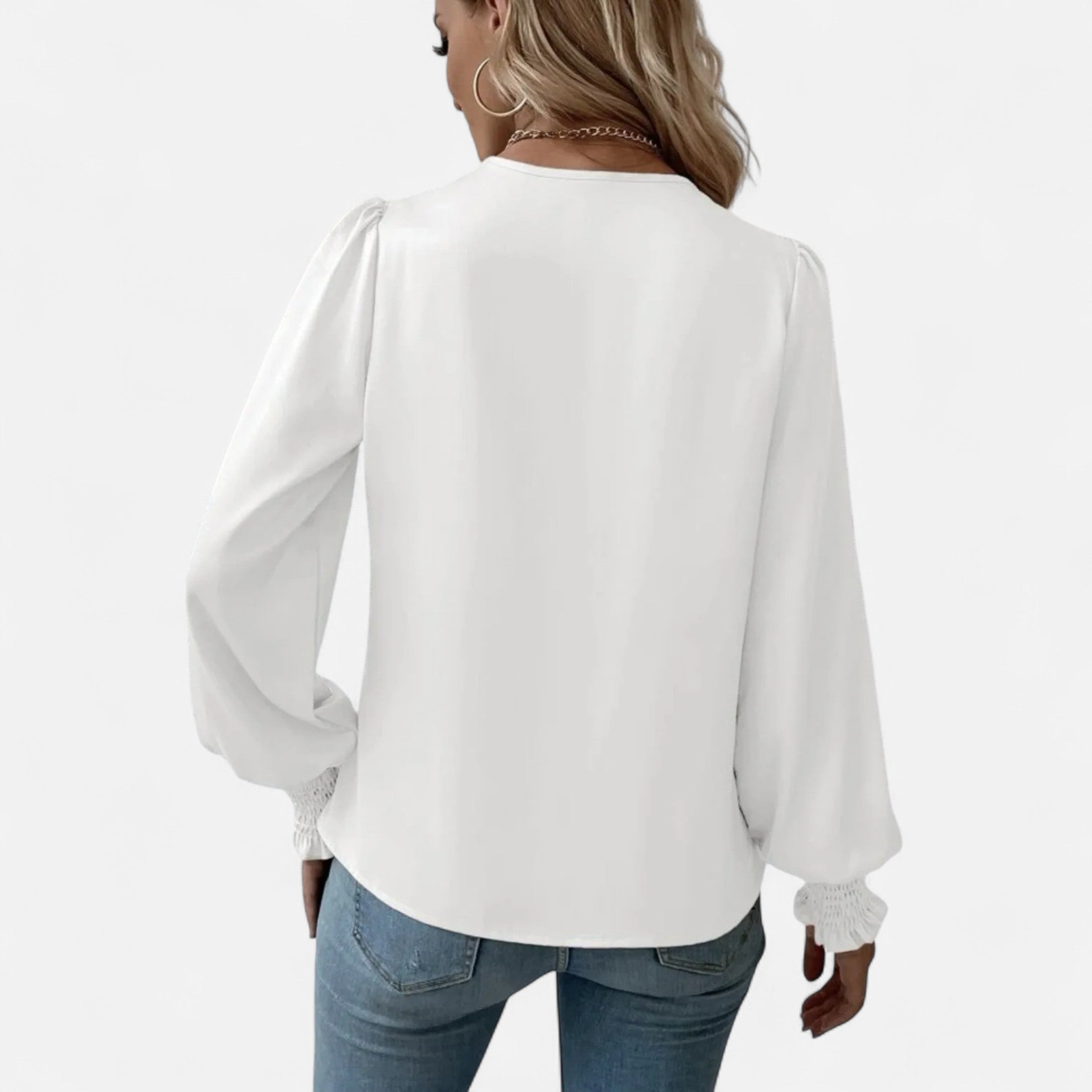 Women’s V-Neck Lantern Sleeve Blouse