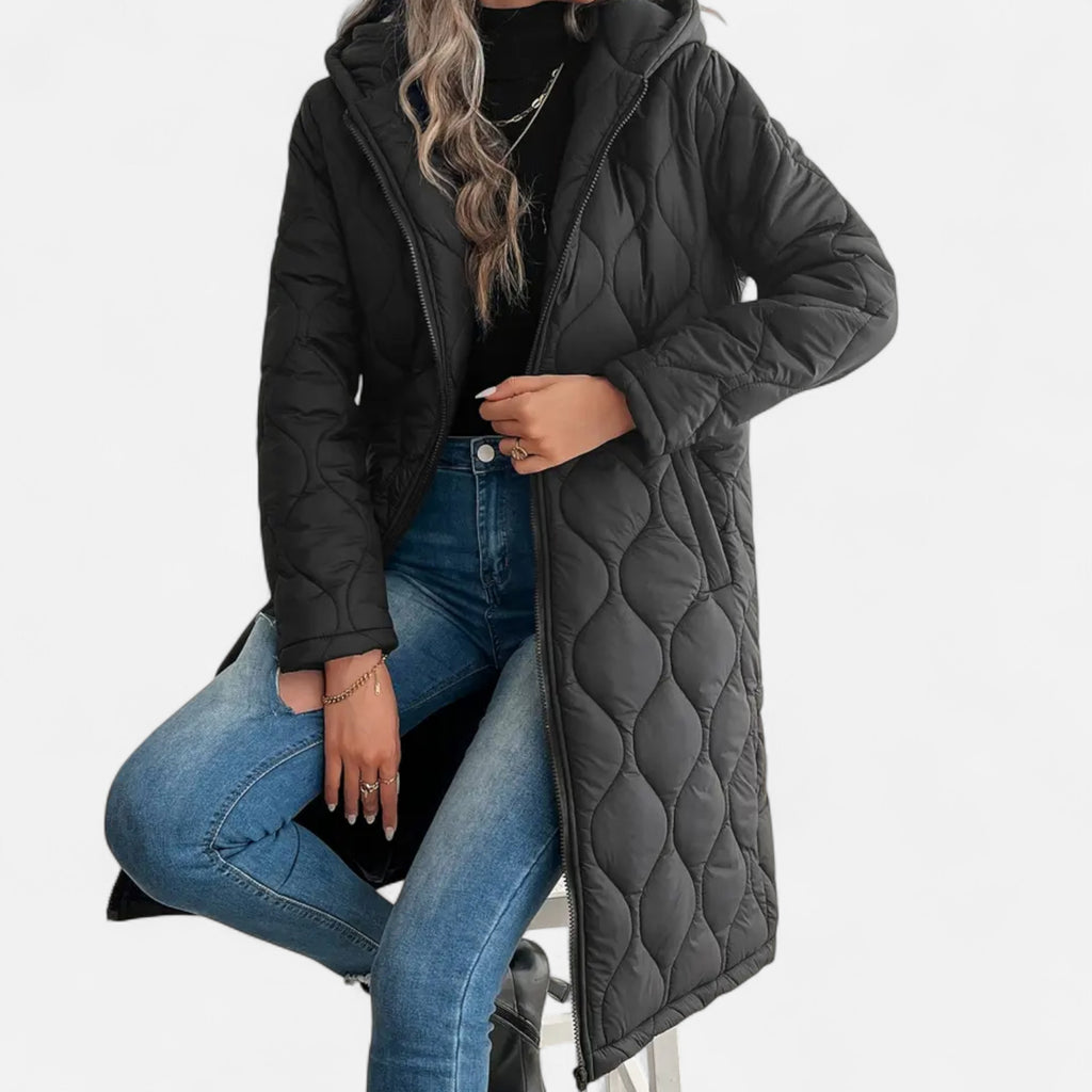 Women’s Long Quilted Hooded Jacket