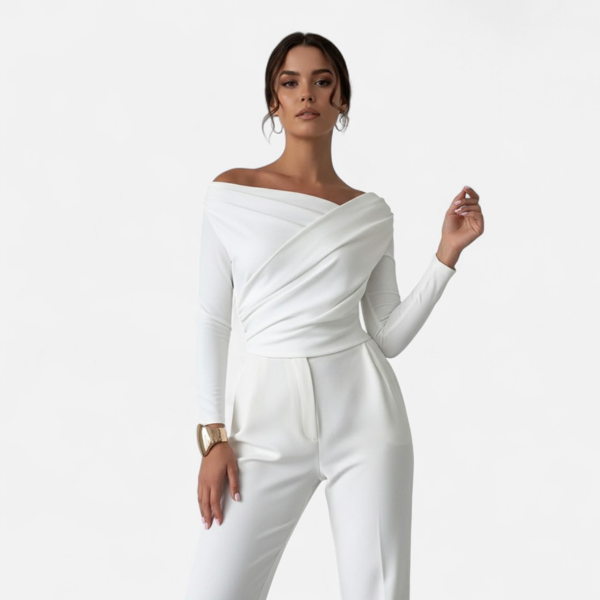 Women's Timeless Cross-Over Collar Blouse