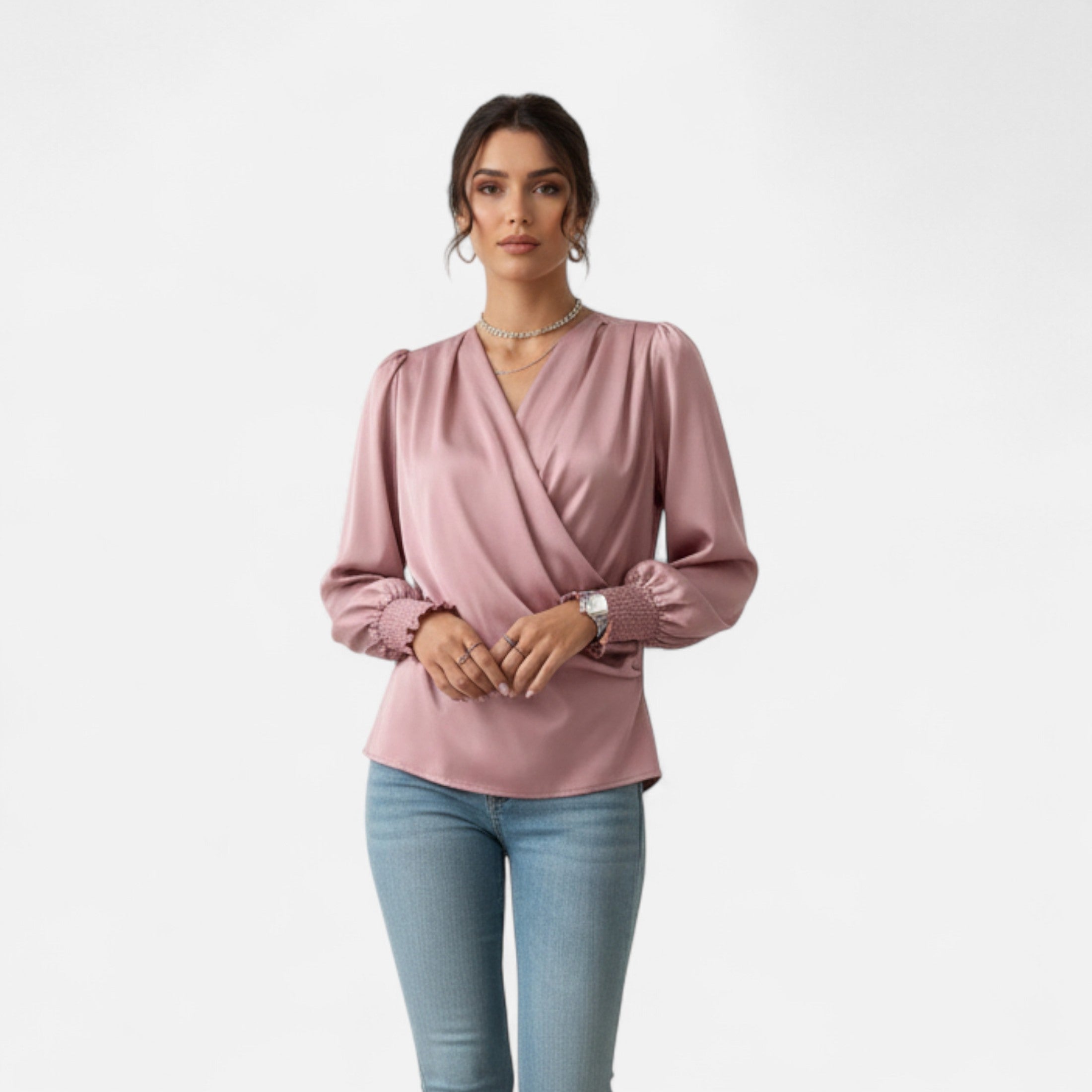 Women’s V-Neck Lantern Sleeve Blouse