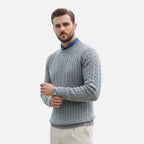 Men’s Round Neck Twisted Knit Pullover