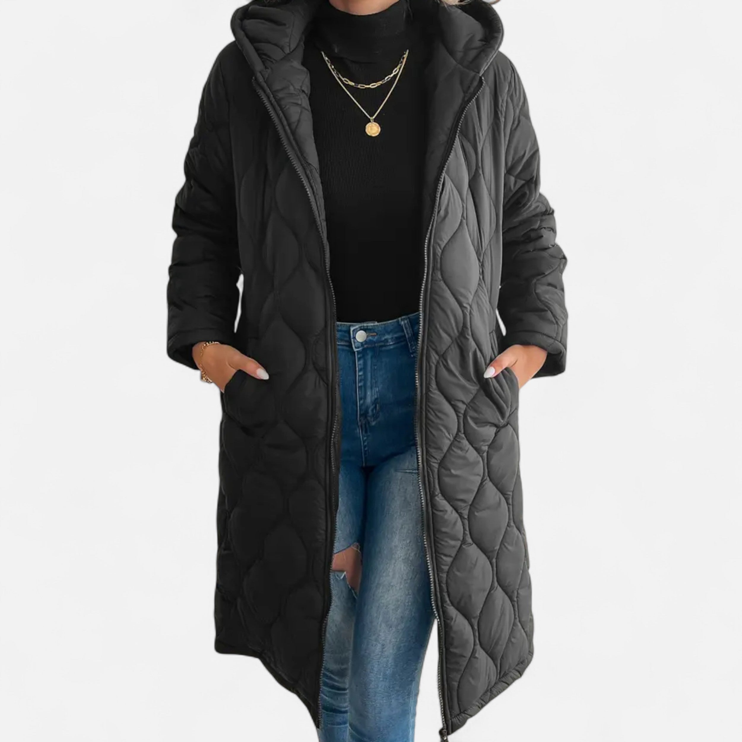 Women’s Long Quilted Hooded Jacket