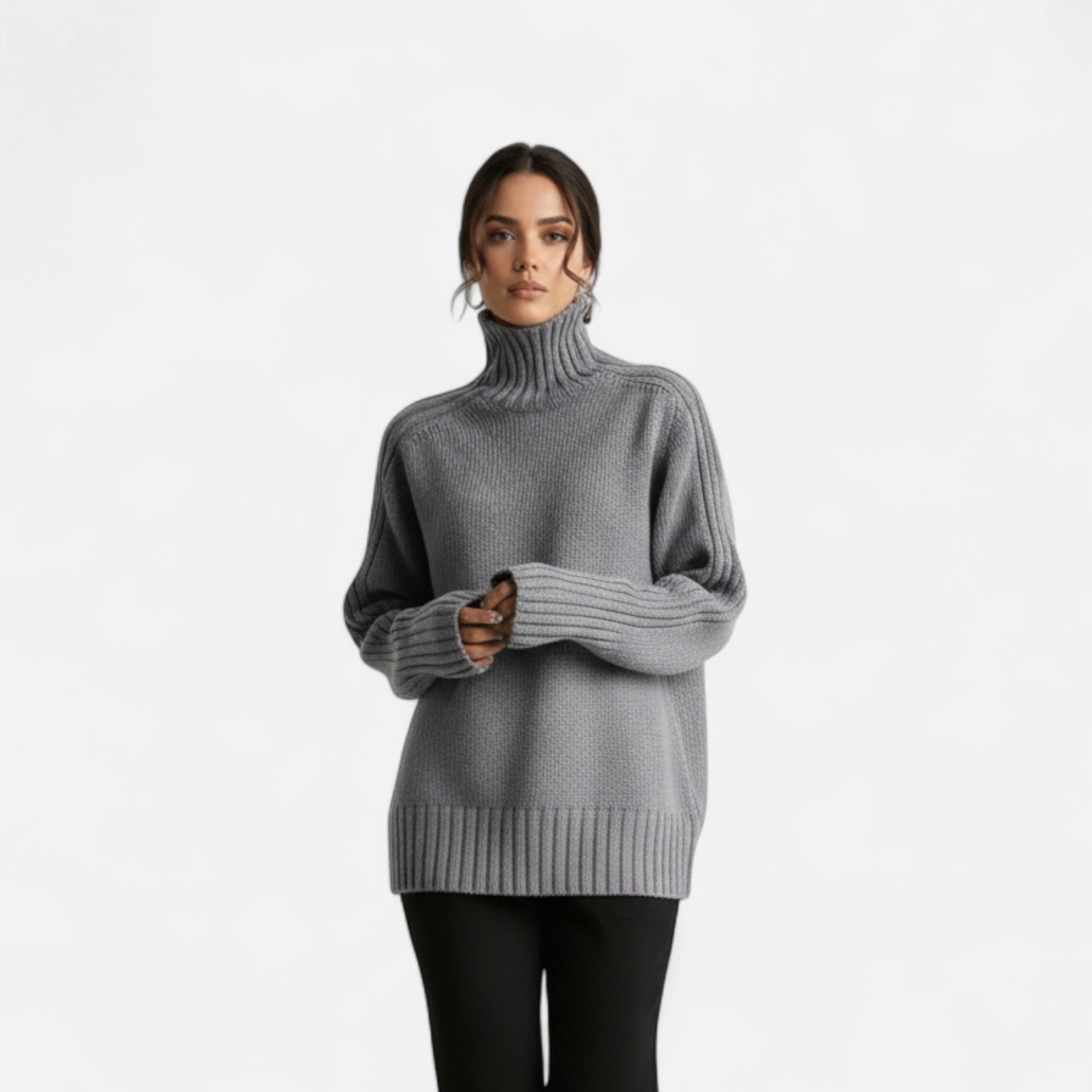 Women’s Knit Turtleneck Sweater Solid Colour Style