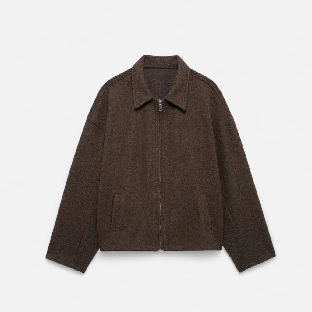 Women’s Woolen Lapel Zipper Jacket