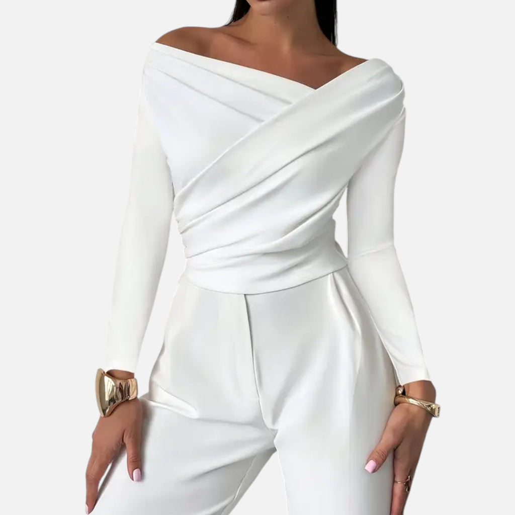 Women's Timeless Cross-Over Collar Blouse