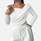 Women's Timeless Cross-Over Collar Blouse