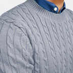 Men’s Round Neck Twisted Knit Pullover