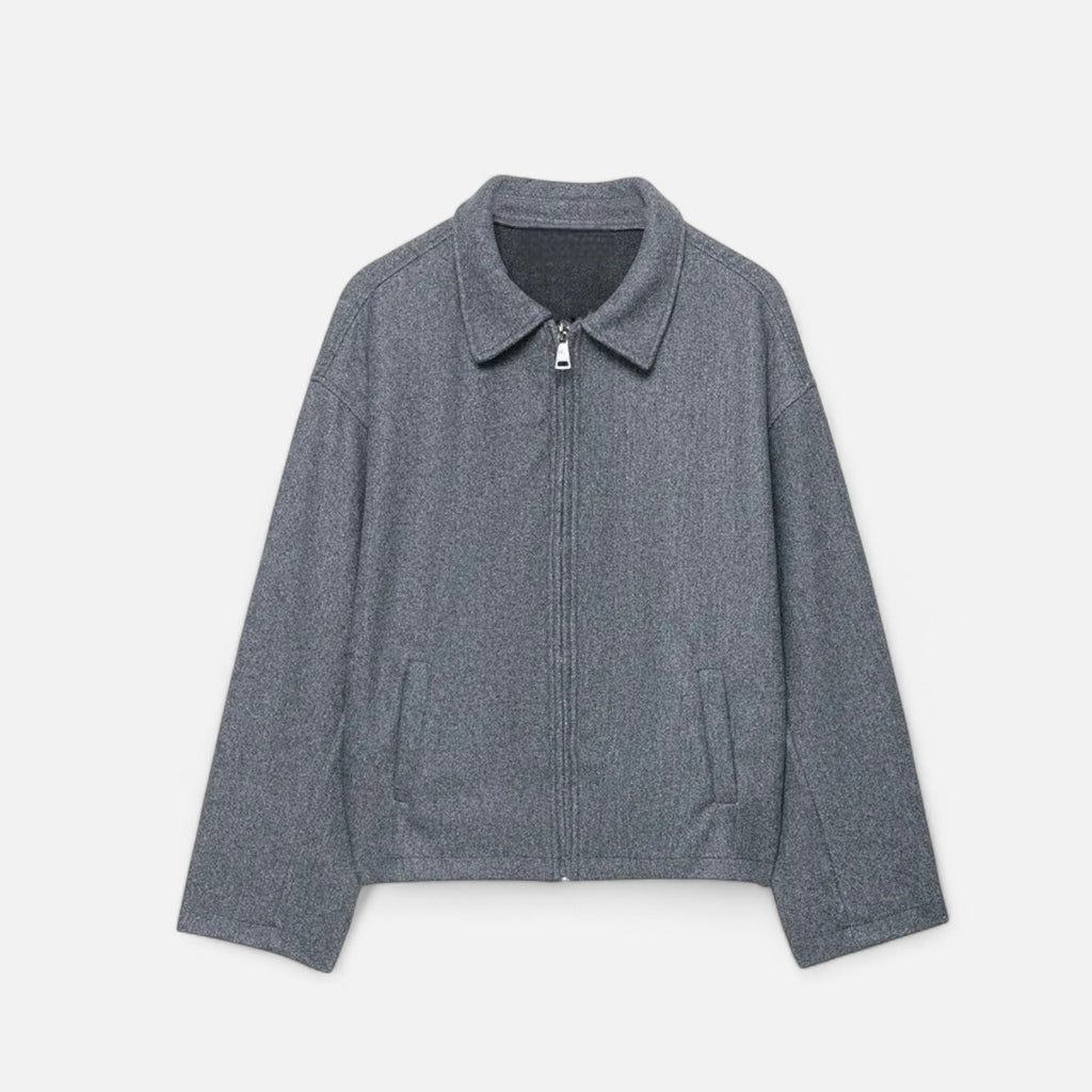 Women’s Woolen Lapel Zipper Jacket