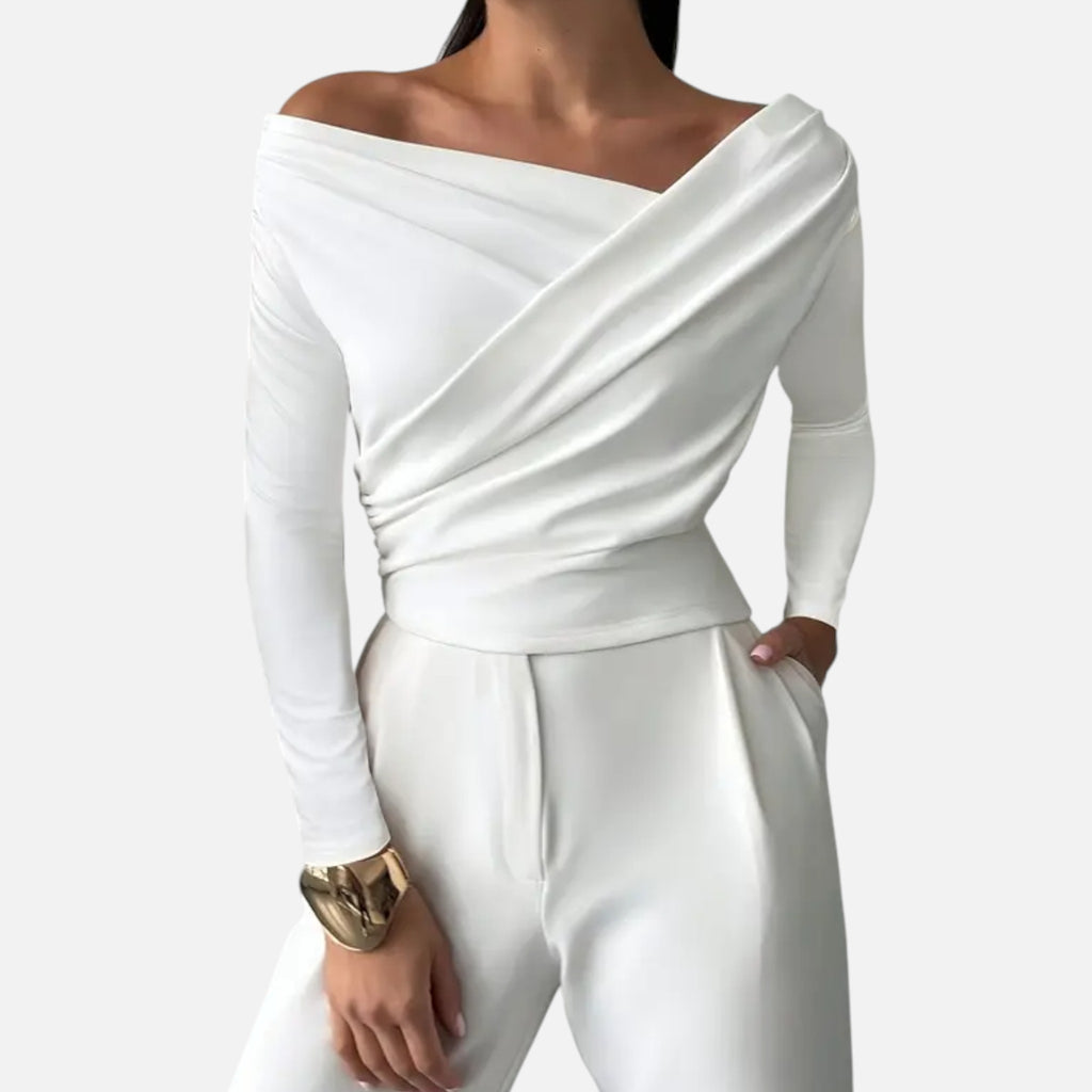 Women's Timeless Cross-Over Collar Blouse