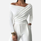 Women's Timeless Cross-Over Collar Blouse