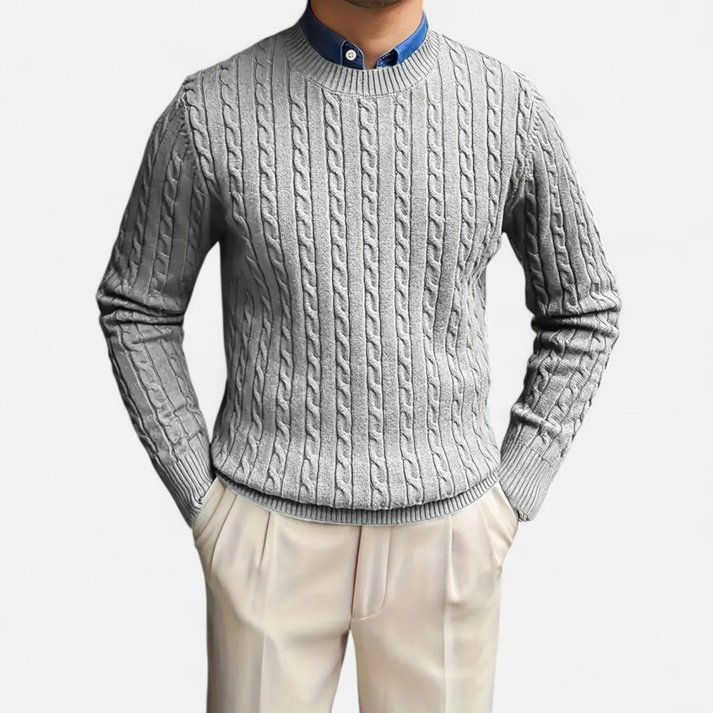 Men’s Round Neck Twisted Knit Pullover