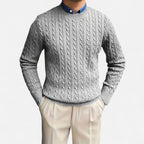 Men’s Round Neck Twisted Knit Pullover
