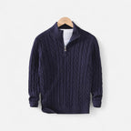 Men’s Half-Zip Knit Sweater Thick Turtleneck