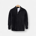 Men’s Half-Zip Knit Sweater Thick Turtleneck