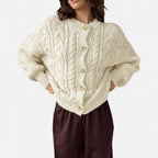 Women’s Textured Knit Wool Cardigan