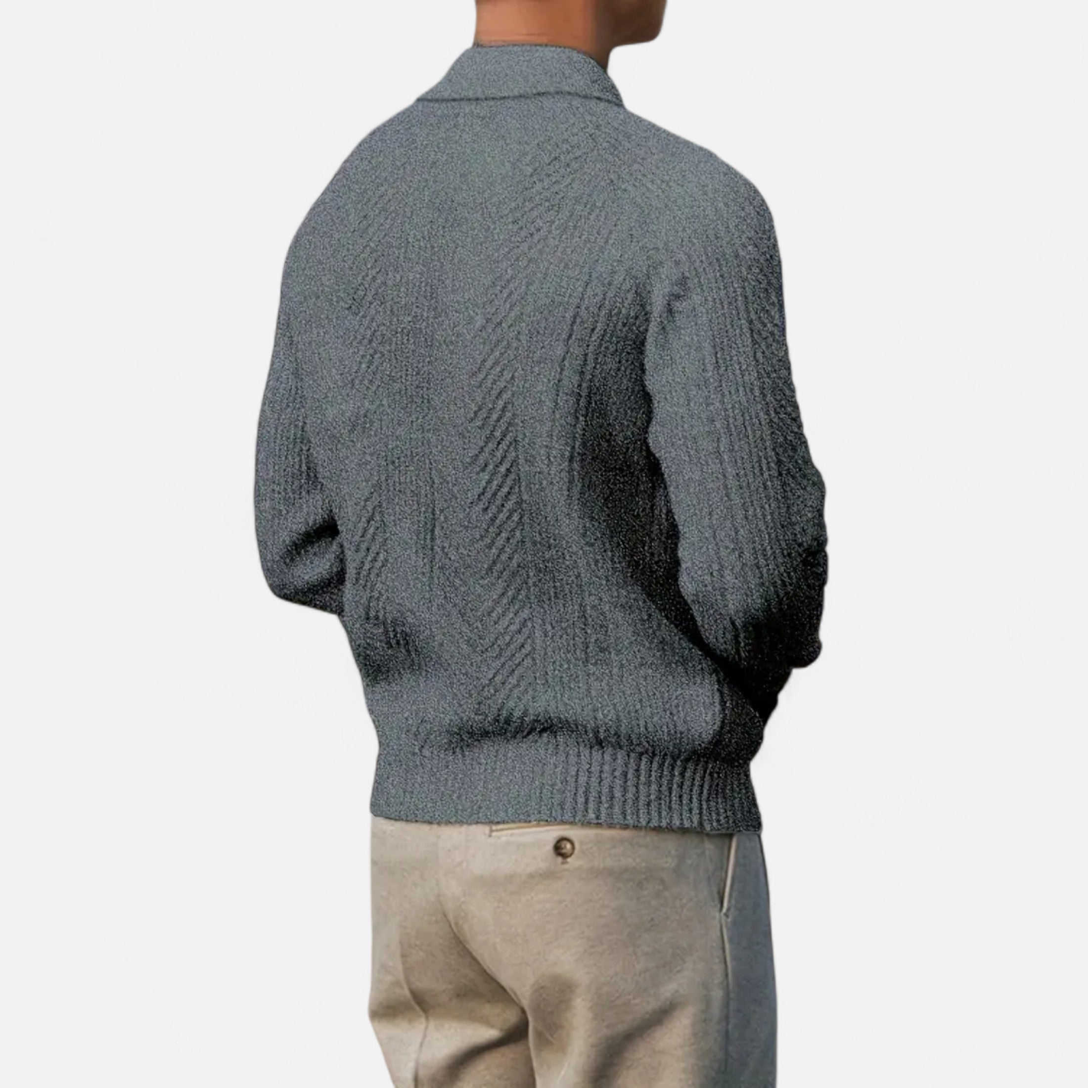 Men’s Long Sleeve Knit Polo Sweater Timeless
