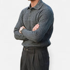 Men’s Long Sleeve Knit Polo Sweater Timeless