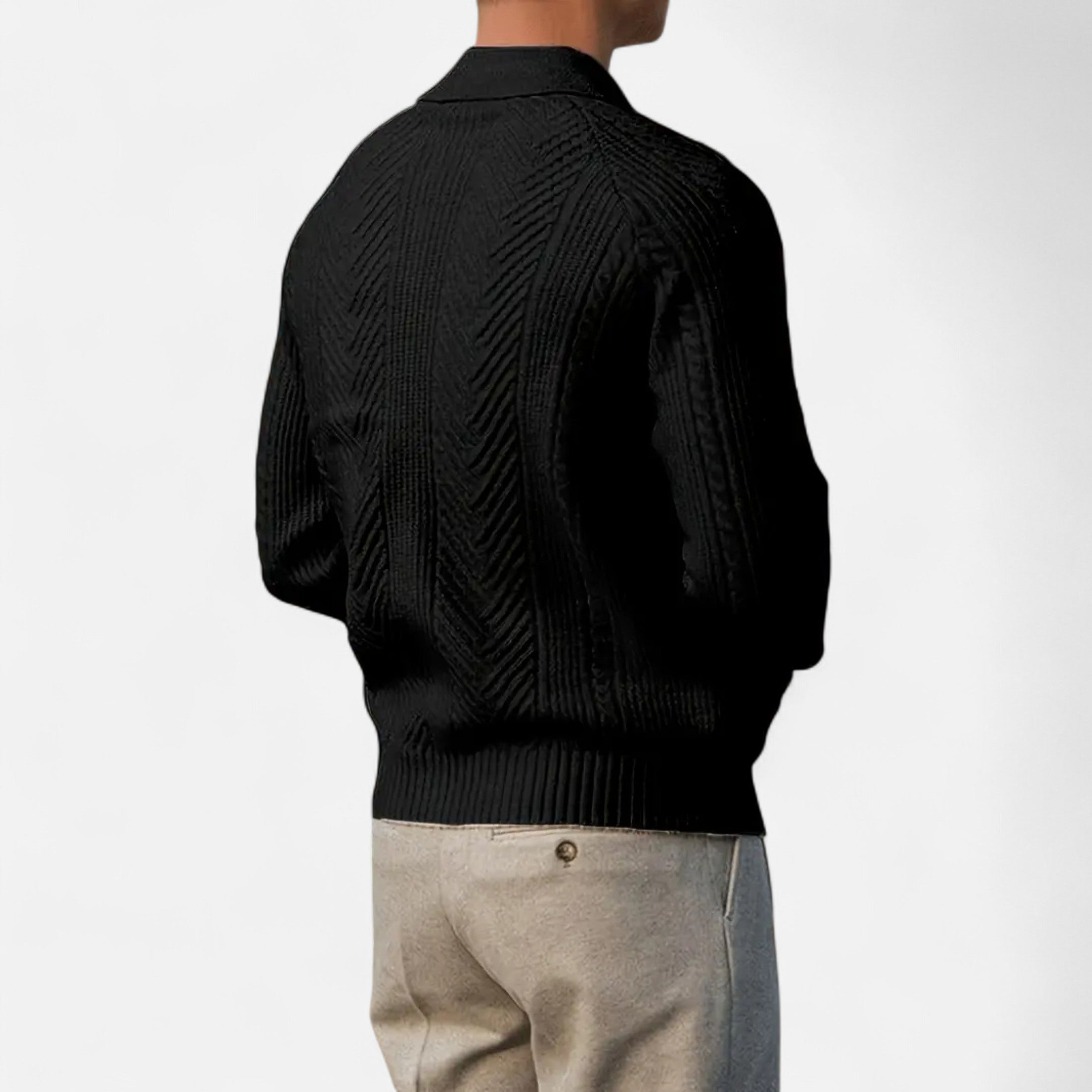 Men’s Long Sleeve Knit Polo Sweater Timeless