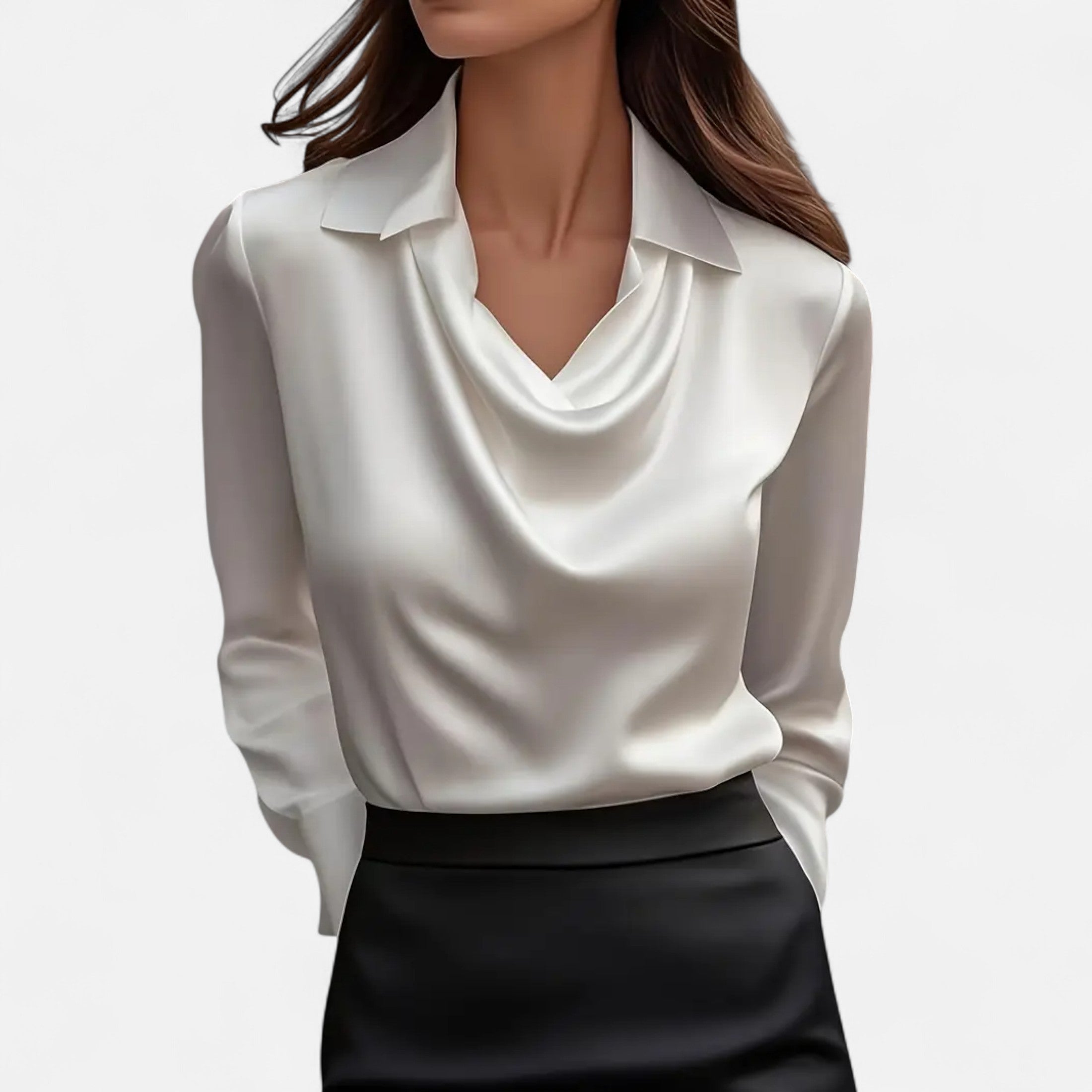 Women’s Satin Blouse Pleated V-Neck