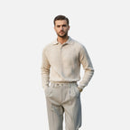 Men’s Long Sleeve Knit Polo Sweater Timeless