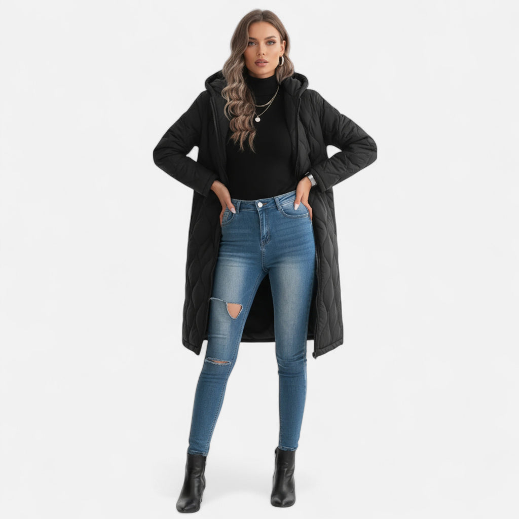 Women’s Long Quilted Hooded Jacket