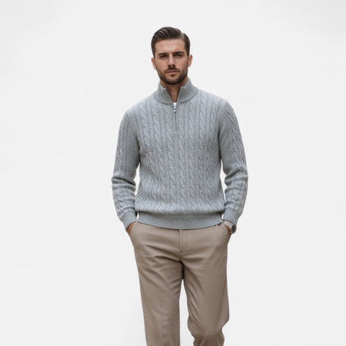 Men’s Half-Zip Knit Sweater Thick Turtleneck