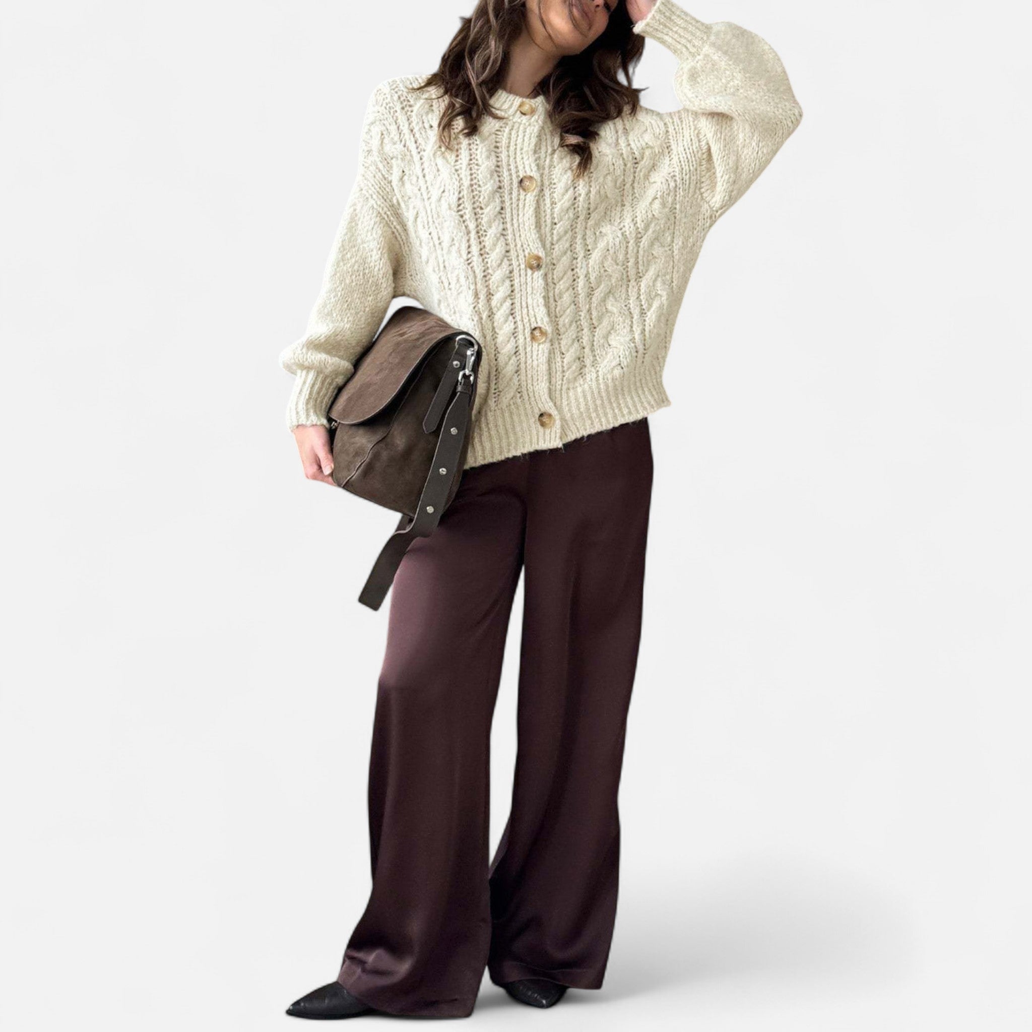 Women’s Textured Knit Wool Cardigan