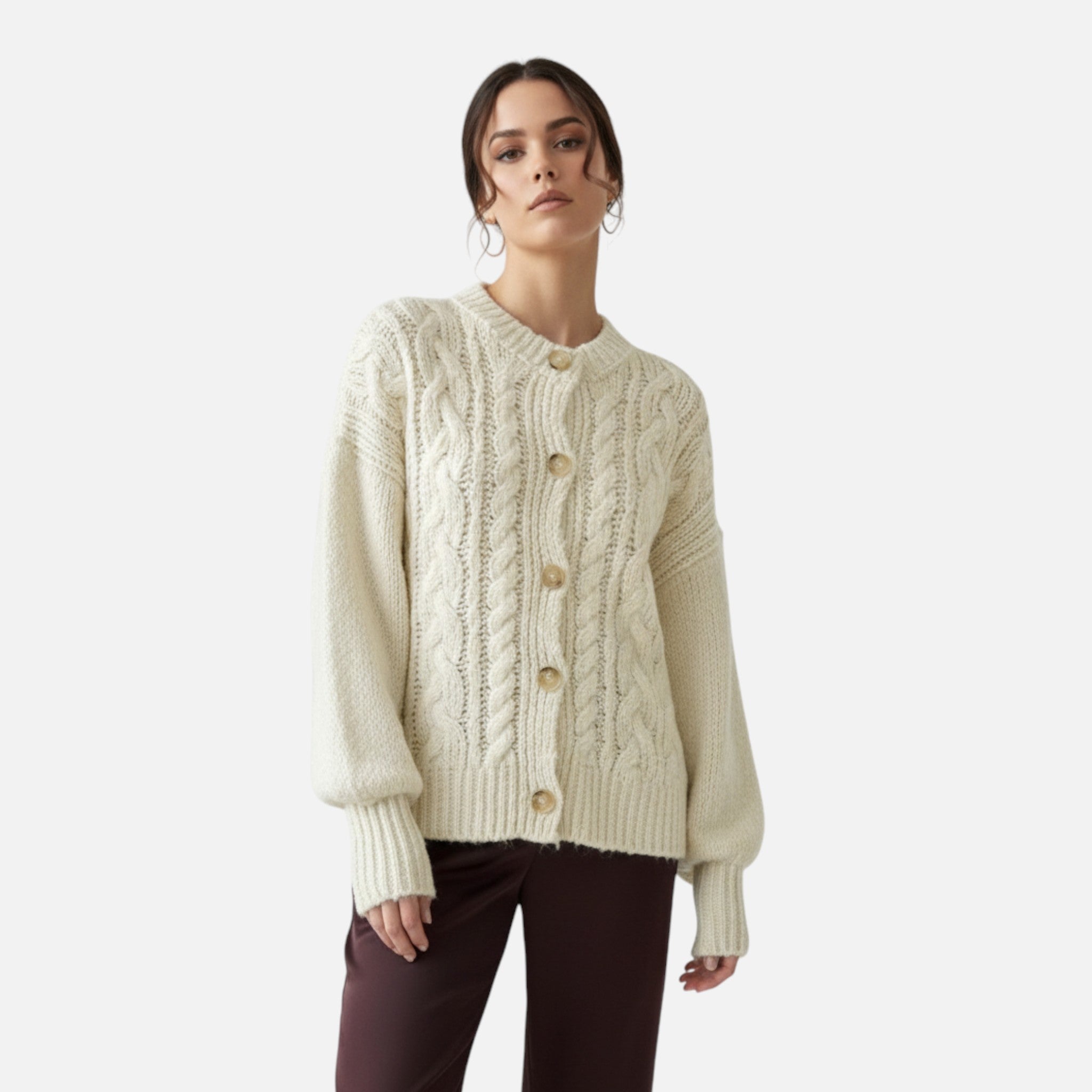 Women’s Textured Knit Wool Cardigan